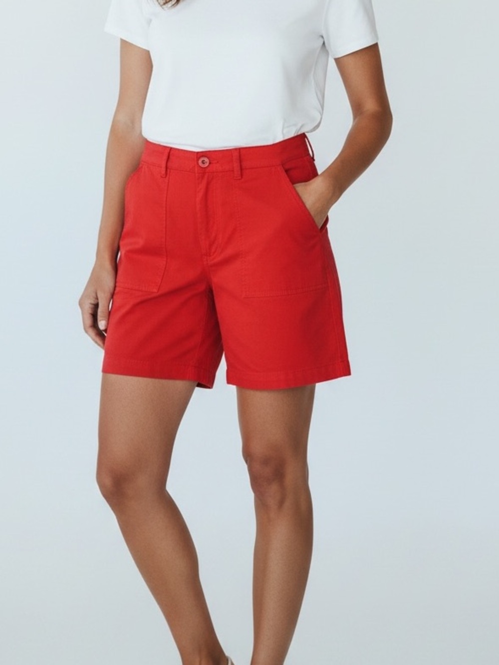 Women’s Red Utility Bermuda Shorts Size 14 NWT Cotton Casual Summer Pockets Y2K
